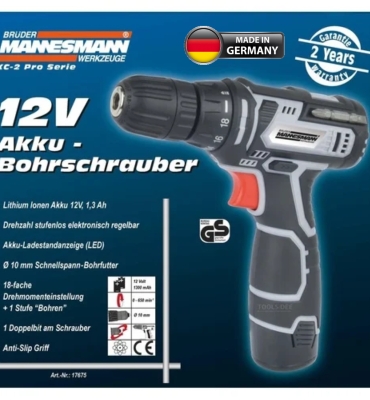 Немецкий шуруповерт 12В Mannesmann M17675