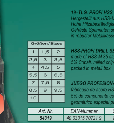 Немецкий набор сверл по металлу Mannesmann M54319
