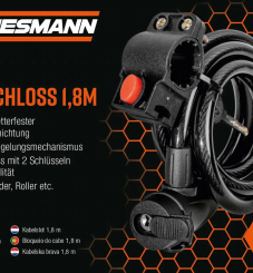 Німецький велосипедний тросовий замок 1.8 м з ключем Mannesmann M41156